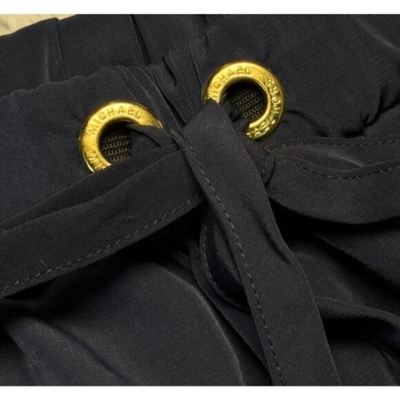 Michael Kors Size L Navy Blue Wide-Leg Drawstring Pants - Picture 3 of 6
